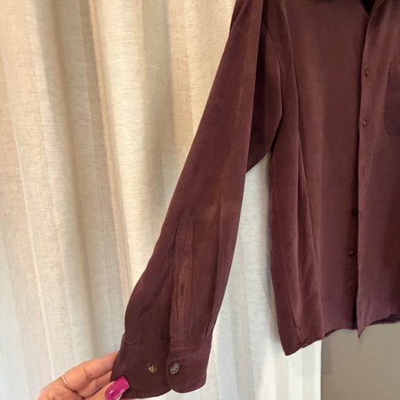 Croft & Barrow Burgundy Faux Suede Long Sleeve Button Down, Size Large - Picture 5 of 12